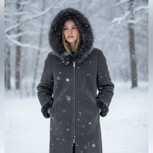 O'merinos Shearling Fur ITALY Long Coat.
Fox Fur. Size 6